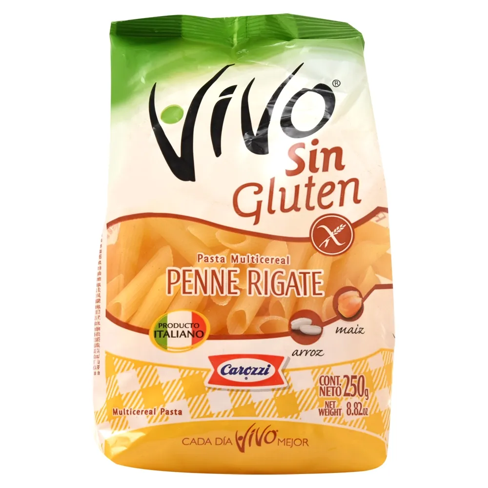Pasta Tipo Penne Rigate Sin Gluten Vivo 250 Gr