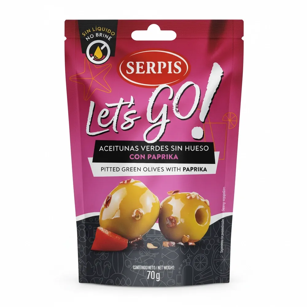 Aceitunas Verdes El Serpis Lets Go Paprika 70G