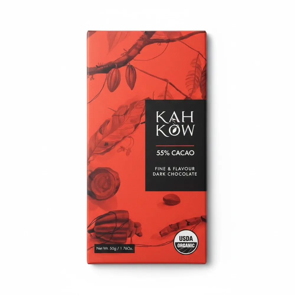 Chocolate 55% Cacao Tableta Kah Kow  50 G