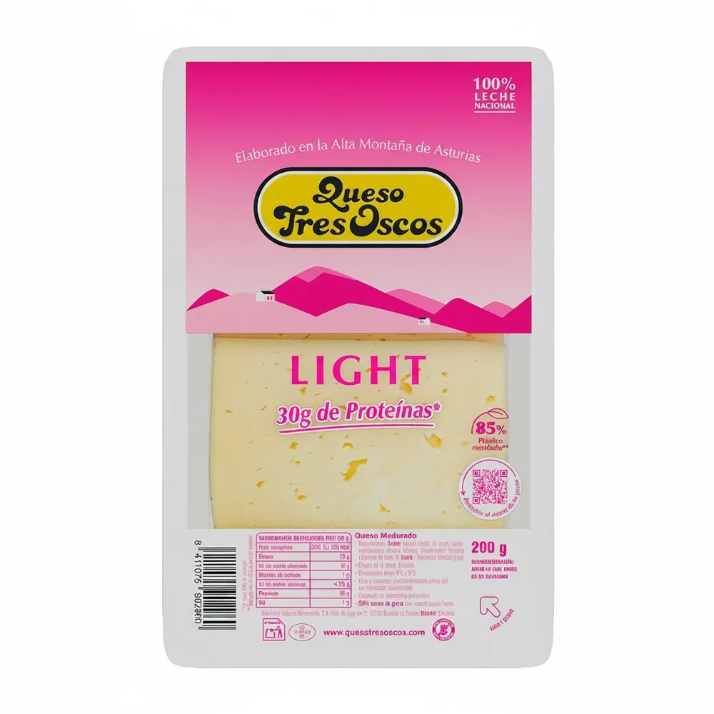 Queso Tres Oscos Ligth Lonjas 200 Gr