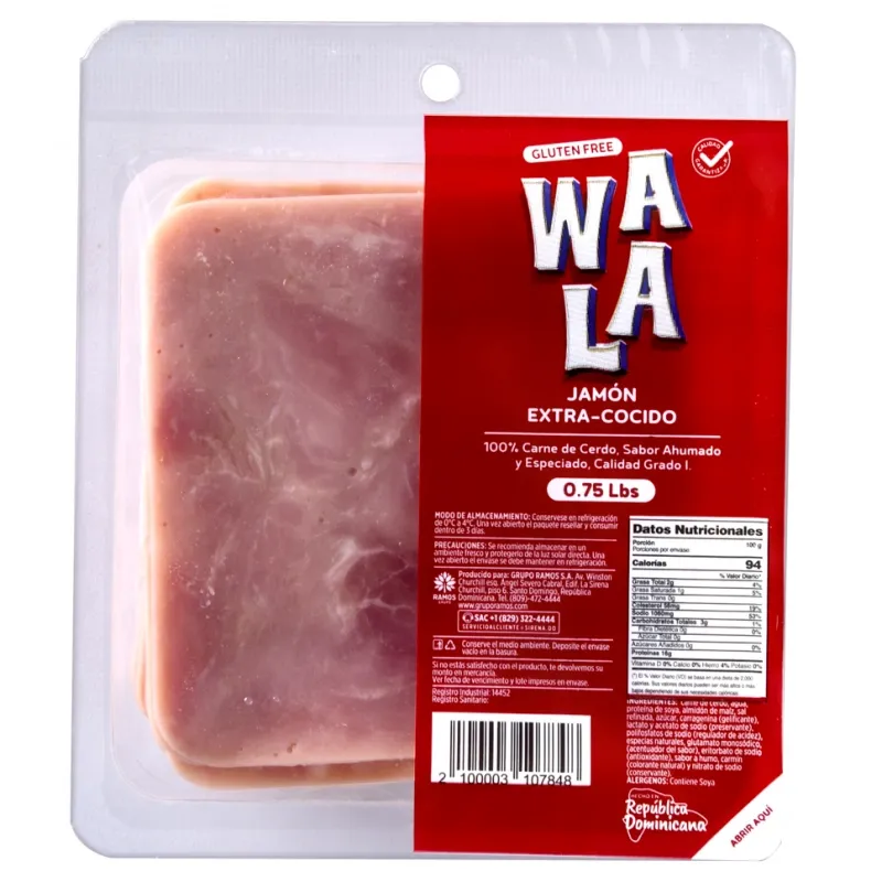Jamón Wala Extra Cocido 0.75 Lb