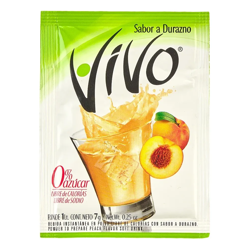 Jugo En Polvo Sabor Durazno Vivo 7 Gramos