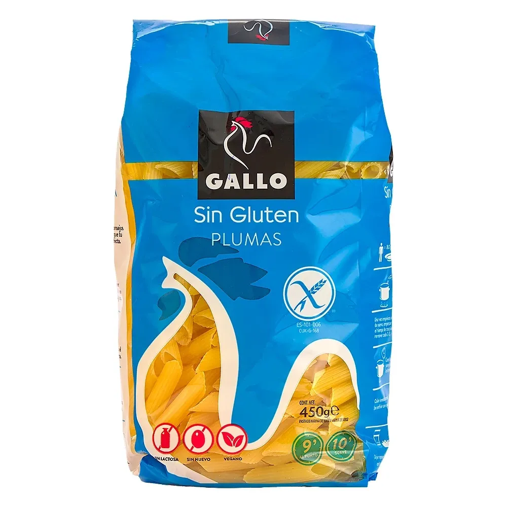 Pasta De Plumas Sin Gluten Gallo 450 Gramos