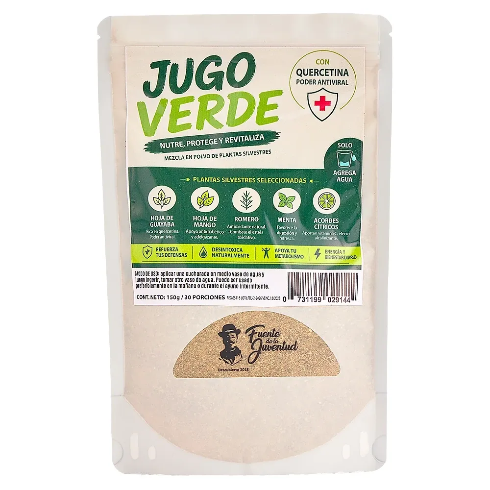 Jugo Verde Fuente De La Juventud Polvo 170 Gramos