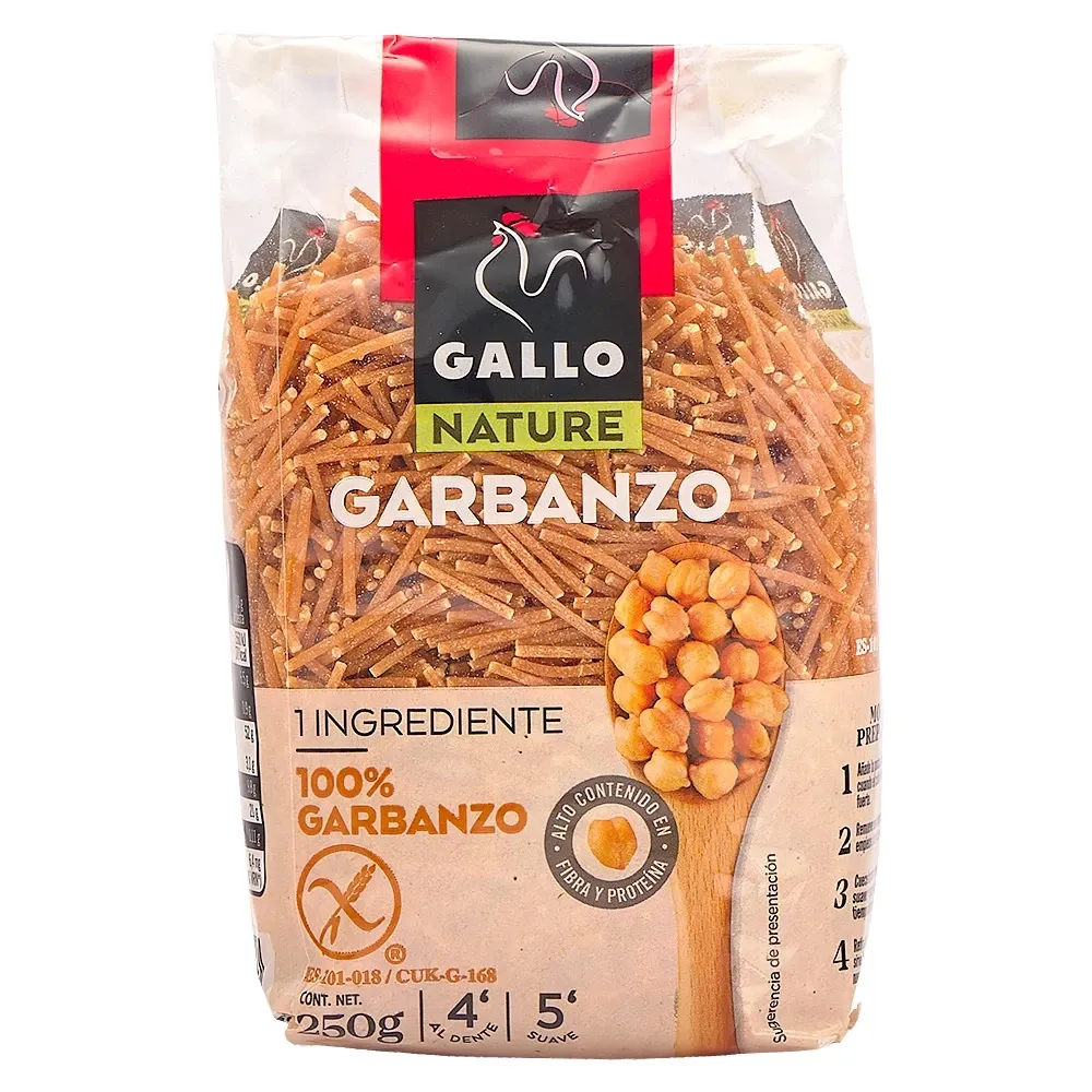 Pasta De Fideos De Garbanzos Gallo Nature 250 Gramos
