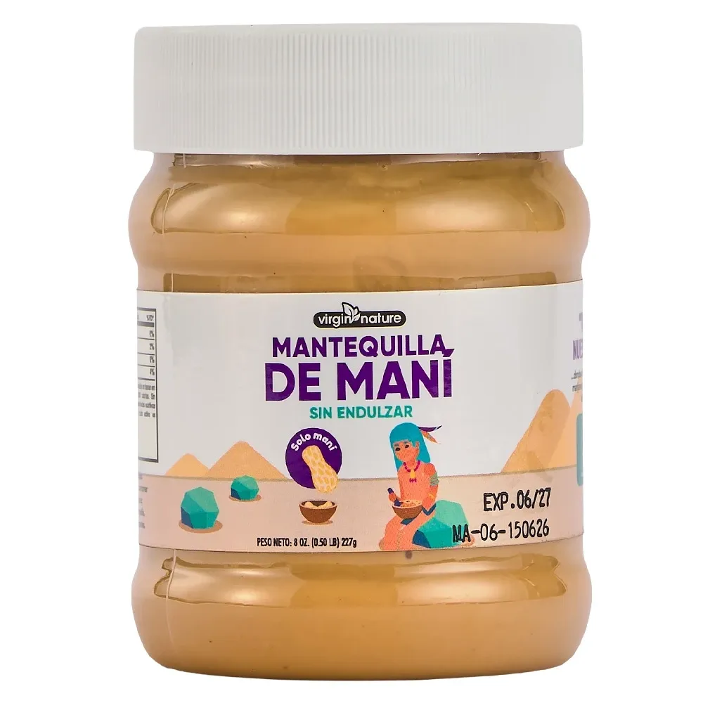 Mantequilla De Maní Sin Endulzar Virgin Nature 8 Onzas