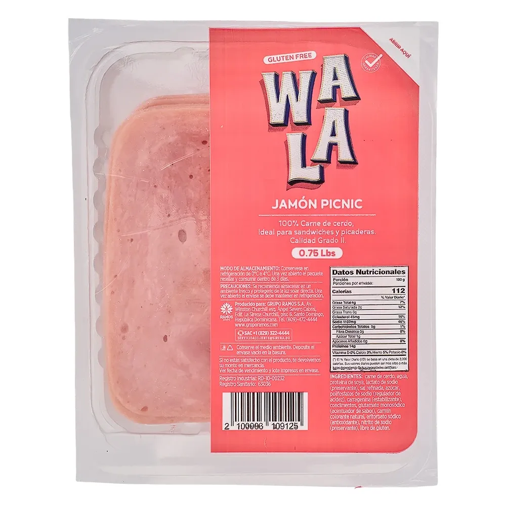 Jamón De Cerdo Tipo Picnic Wala 0.75 Libras