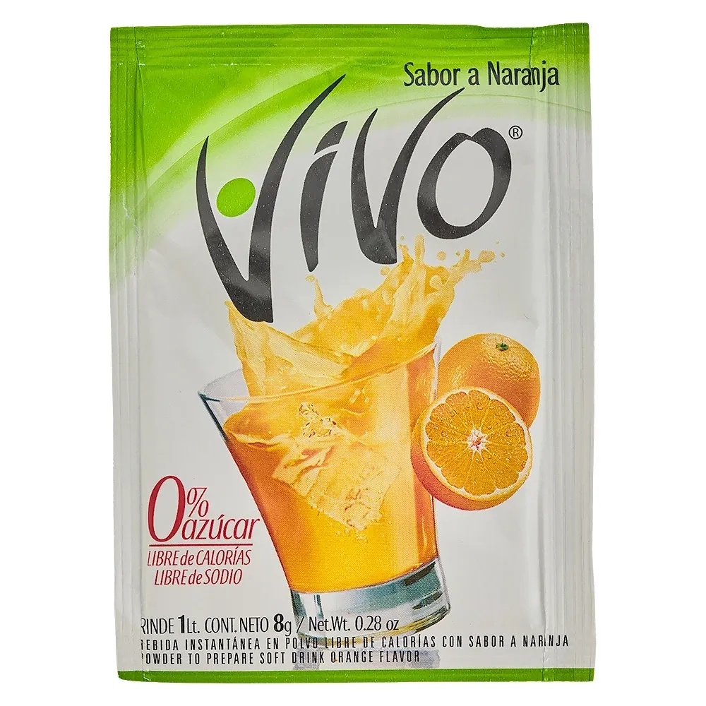 Jugo En Polvo Sabor Naranja Vivo 7 Gramos