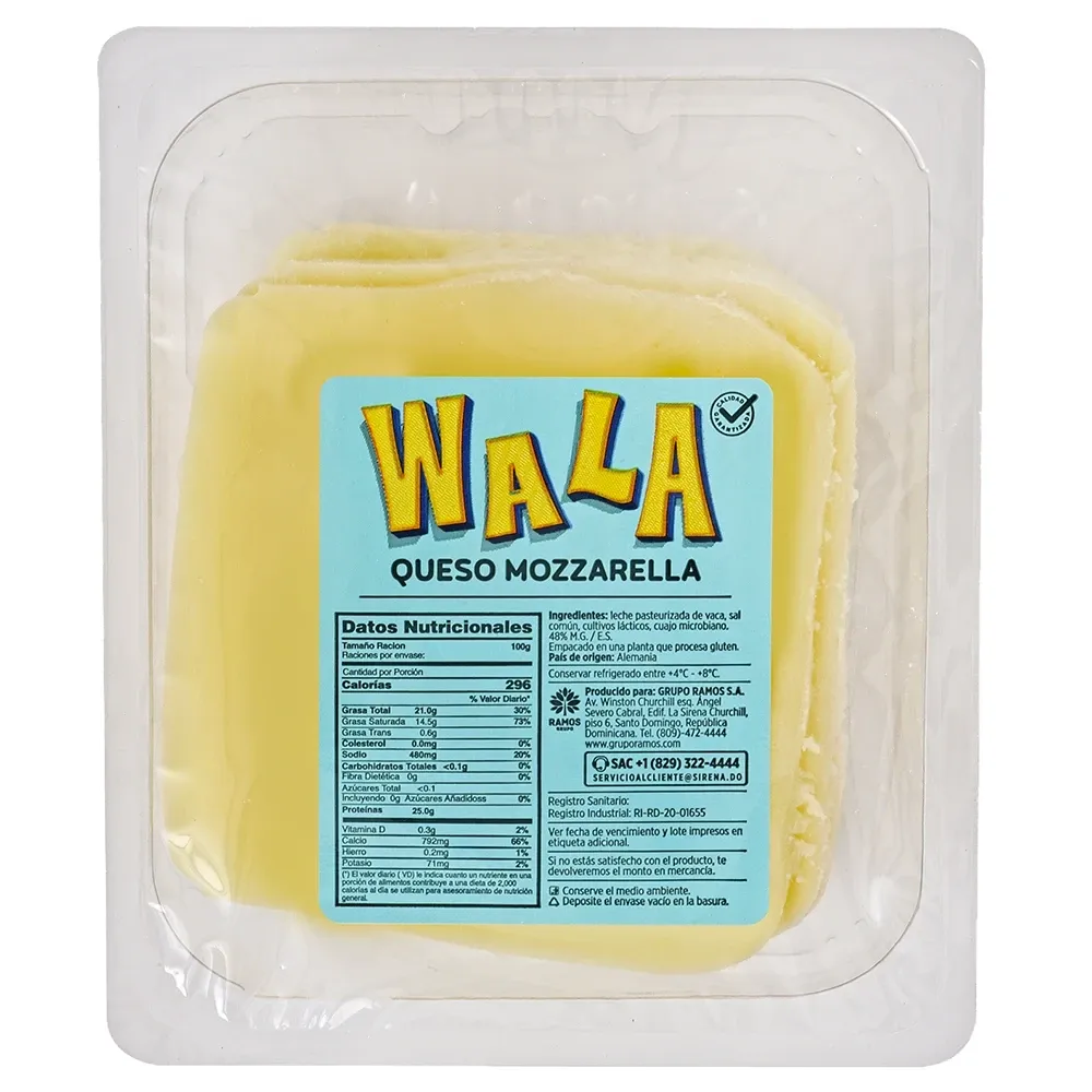 Queso Mozzarella Wala En Lonjas 1 Libra