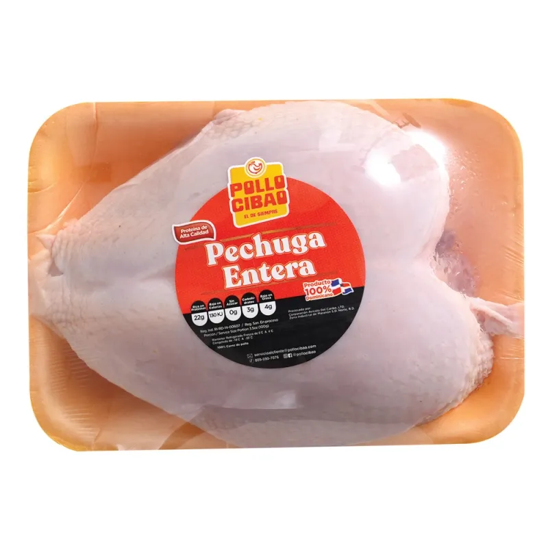 Pechuga De Pollo Cibao Con Hueso Congelada Lb